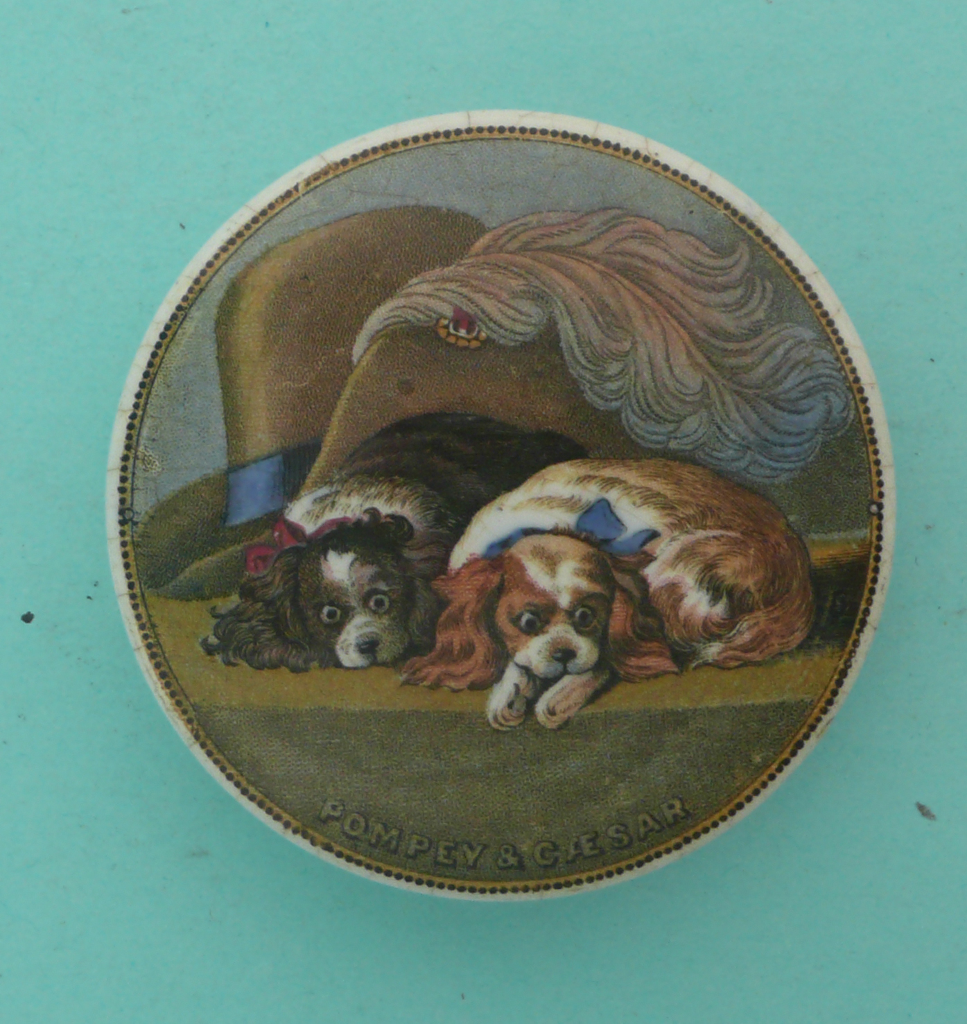 Pompey and Caesar (271). * Ex Mortimer collection, lot 185B. (potlid, pot lid, Prattware,