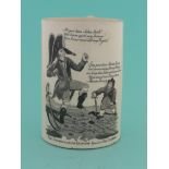 1803 Great Invasion Scare: a good pearlware tankard printed in black, 120mm. * After the satire