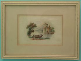 The original watercolour design by Jesse Austin for The Ferry Boat (389) framed. (potlid, pot lid,