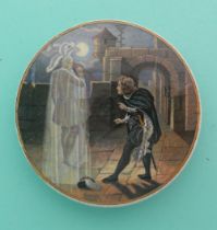 Hamlet and His Father’s Ghost (231). (potlid, pot lid, Prattware, Staffordshire).