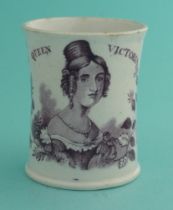 1837/38 Victoria: a good small Swansea mug printed in purple with a named portrait, 74mm. (