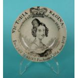 Royal Commemoratives: 1838 Coronation: a miniature Staffordshire plate printed in black