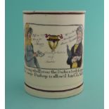 Mary Anne Clarke: a good, particularly interesting and rare creamware tankard printed in black and