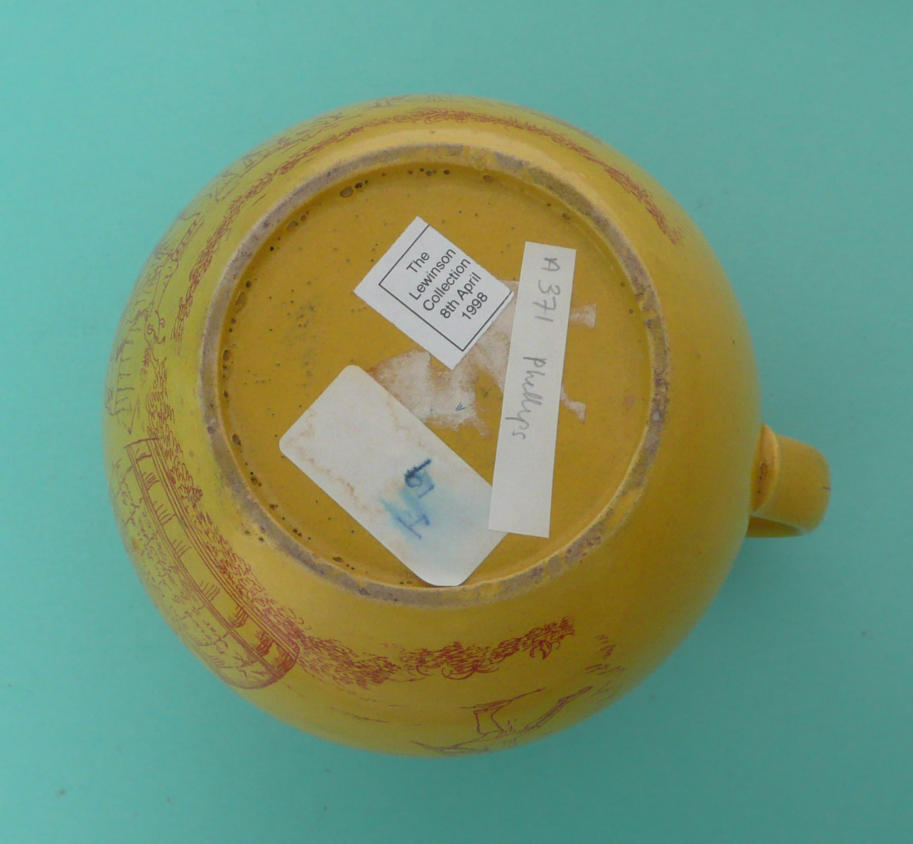 1814 Peace: a good yellow ground jug printed in rouge-de-fer with an extensive satire entitled ‘ - Image 5 of 5