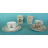 1897 Jubilee: a Doulton Burslem pottery beaker and two trios, also a beaker for 1887 jubilee,