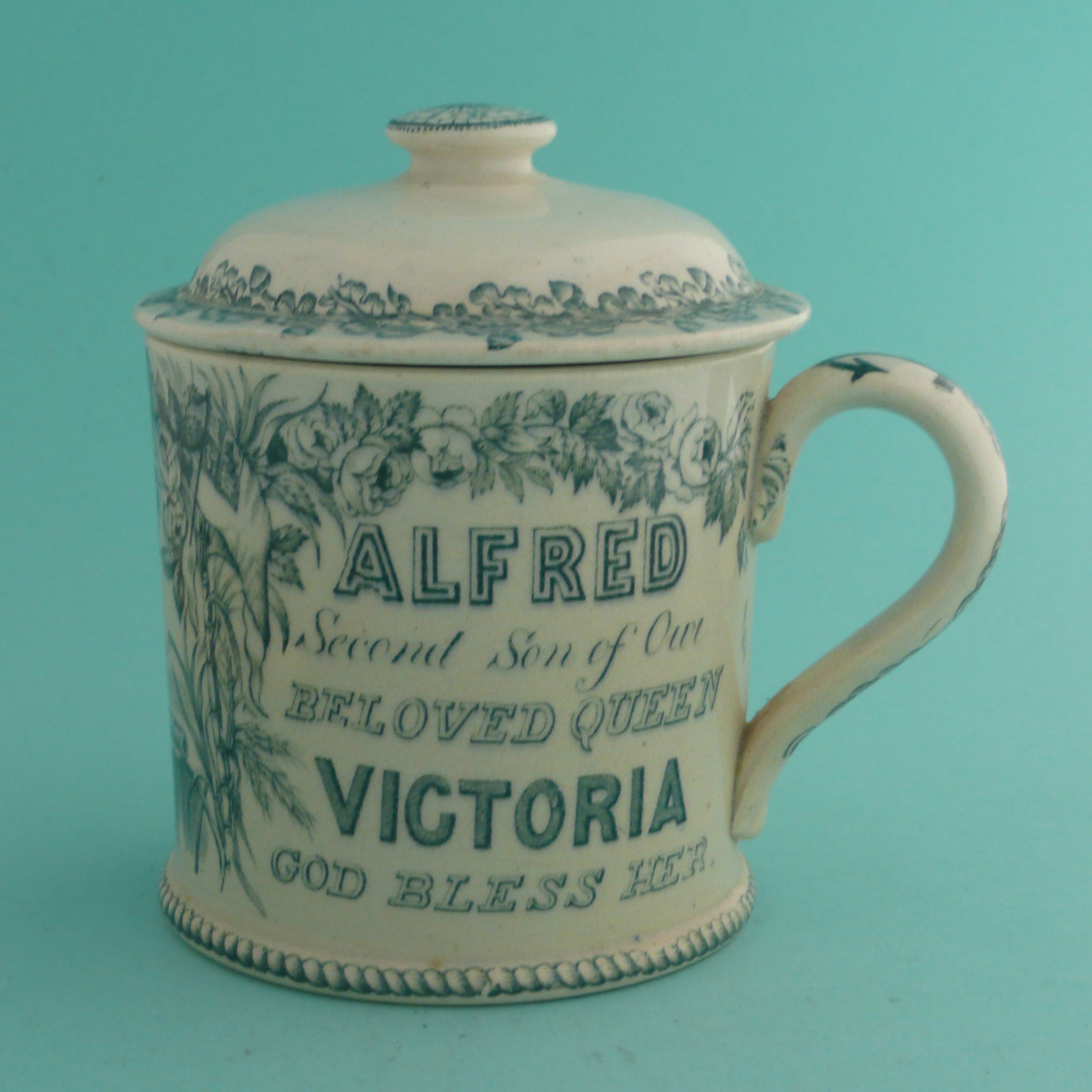 1869 Visit to India by Prince Alfred: a good and particularly rare cylindrical mug with domed - Image 2 of 5