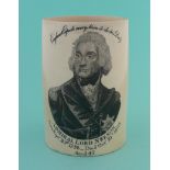 1805 Nelson in Memoriam: a creamware tankard printed in black with a named and dated portrait,
