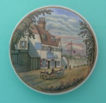 Belle Vue Tavern with Carriage (28). (potlid, pot lid, Prattware, Staffordshire).