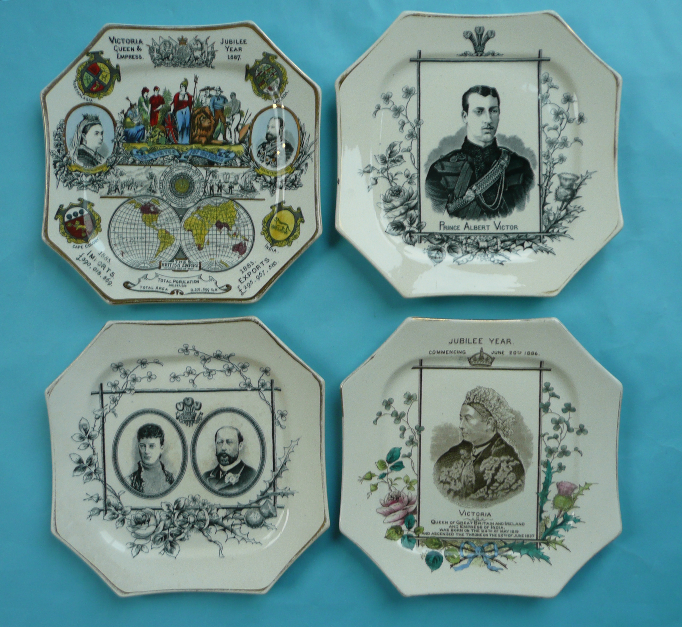 A highly decorated ‘Statistics’ plate; Prince Albert Victor; Prince and Princess of Wales and ‘