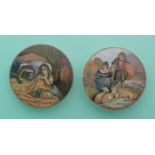 Little Red Riding Hood (358) and Lady Boy and Goats (316) (2). (potlid, pot lid, Prattware,