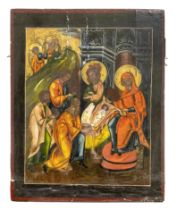 Icon of the Nativity, Russia, late 19th century, polychrome tempera painting and gold on chalk