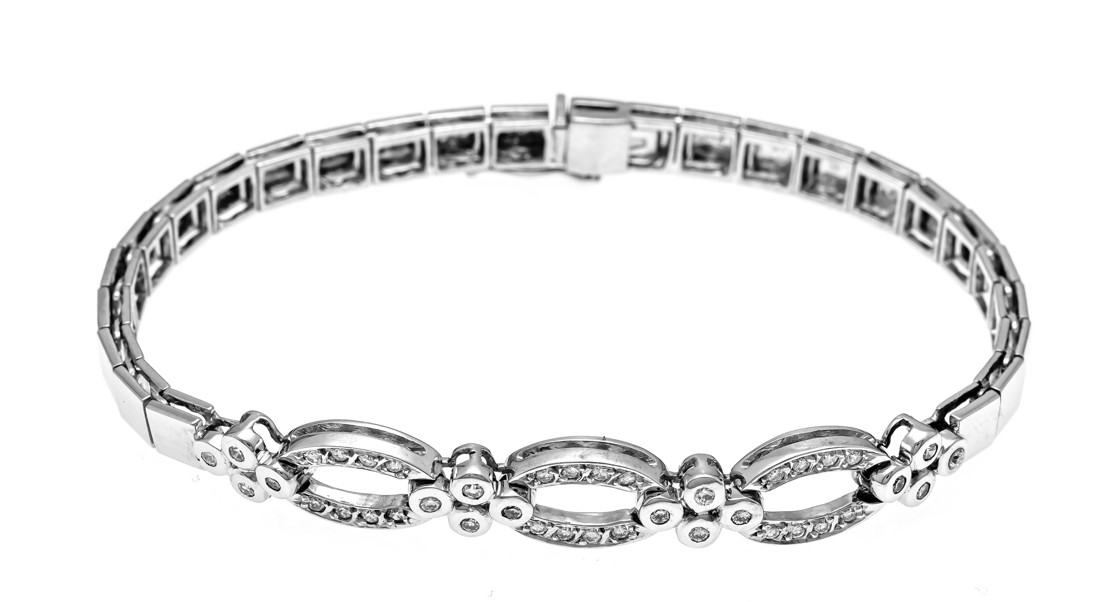 Brilliant bracelet WG 585/000 with brilliant-cut diamonds, total 0.50 ct W/SI, box clasp with SI