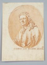 Unknown artist of the 17th/18th century, bust portrait of the painter Johann Carl Loth, red chalk on