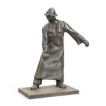 Anonymous sculptor, c. 1920, iron caster, brown patinated cast iron on rectangular iron plinth,