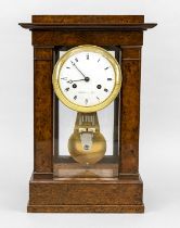 A mare's clock, glazed on all sides in a burlwood case, marked on the dial 'Schüller a Paris', circa