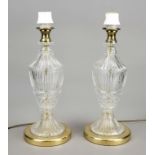 Pair of lamps, Germany (Annahütte), 20th century, stem as glass goblet on brass base, without