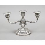 Three-flame candlestick, Denmark, 1952, MZ, silver 830/000, square stand with rounded corners,
