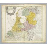 Historical map of Belgium, ''Belgium Foederatum...'', partly col. Copper engraving by Homann Erben