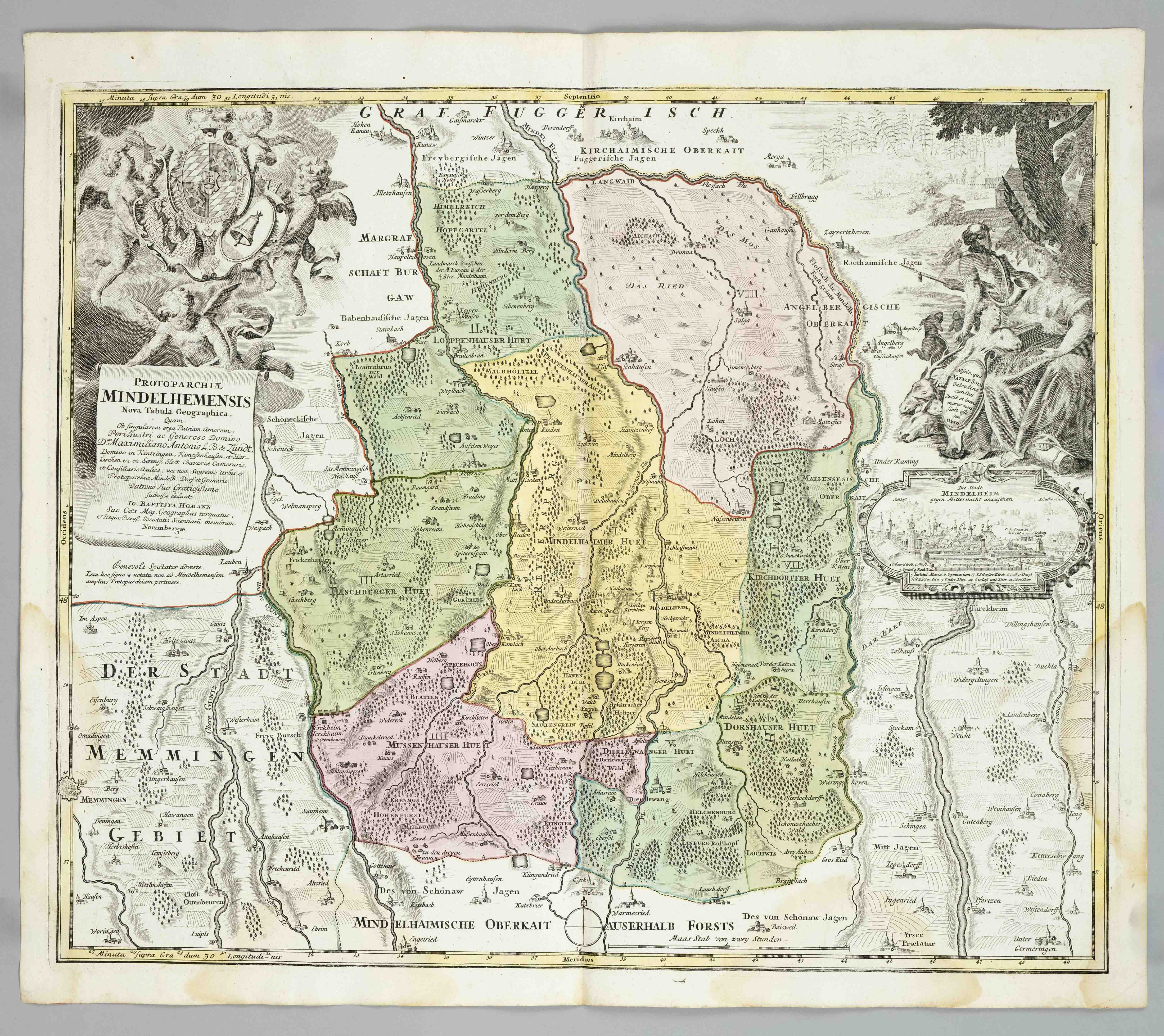Historical map of the region around Mindelheim, ''Protoparchiae Mindelhemensis nova tabula