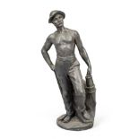 Charles Théodore Perron (1862-1934), miner, patinated cast metal, signed in the cast, broken at