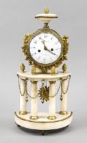 Column clock, white marble, 1st half 19th century, Arnaud a Paris, with beading and scrollwork,