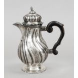 A mocha pot, German, c. 1800, BZ probably Dresden, MZ hammered, hallmarked silver, tremolier mark,