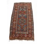 Carpet, Rug, Caucasus, even low pile, fringes short, 252 x 125 cm