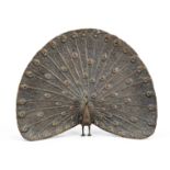Karl Joseph Hoffmann (1925-2017), Peacock turning a wheel, patinated bronze, monogrammed ''KJH''