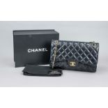 Chanel, Black Quilted Vintage Jumbo Double Flap Bag, black partially quilted and padded calfskin