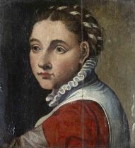 Italian School of the 16th / early 17th century, bust portrait of a woman with tied-up hair and