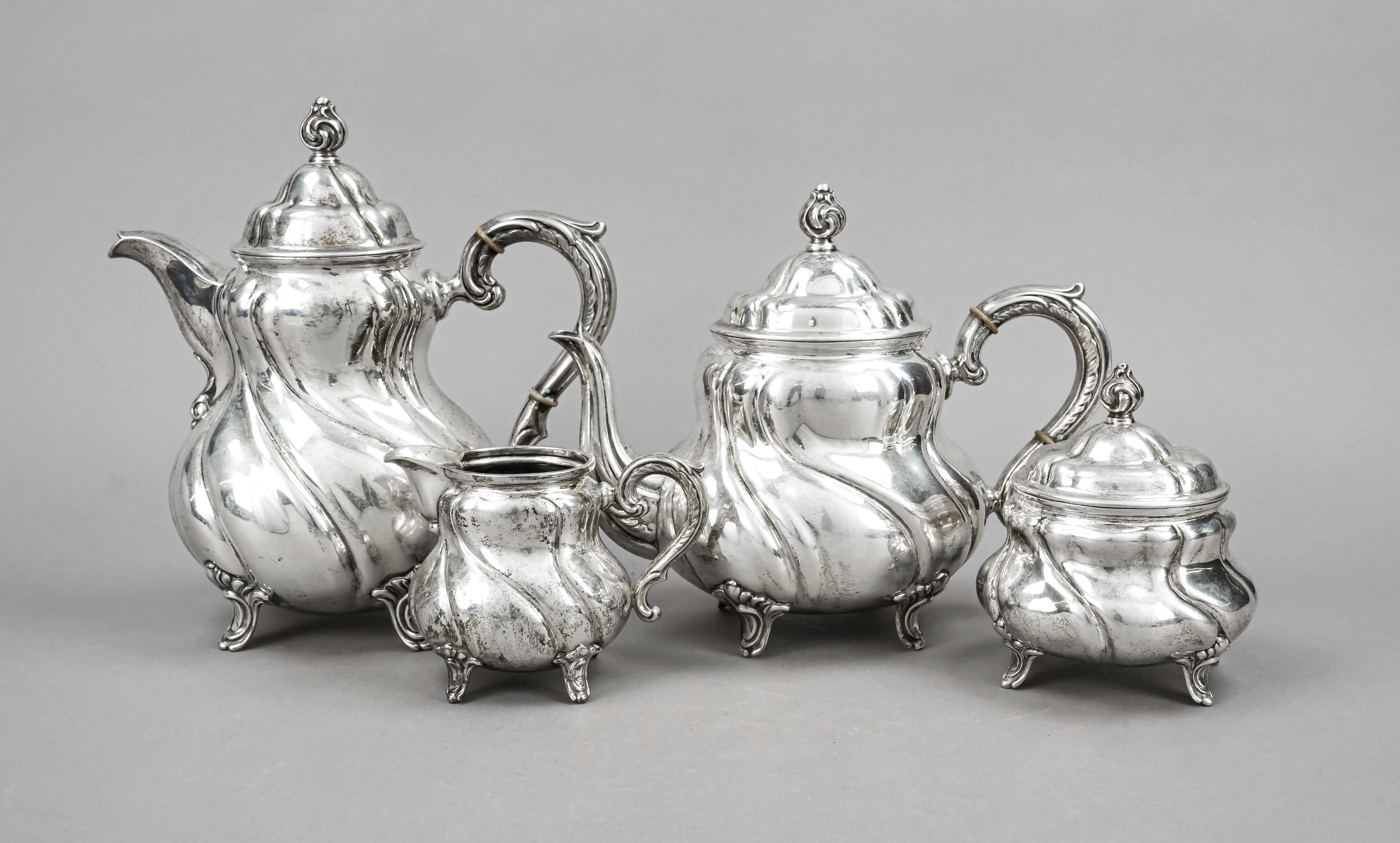 A four-piece coffee and tea set, German, 20th century, maker's mark M. H. Wilkens & Söhne, Bremen-