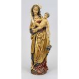 20th century Oberammergau carver, large Madonna, polychrome painted and gilded wood carving, h. 74