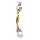 South Sea pearl and brilliant-cut diamond pendant GG/WGt 585/000 in the shape of a standing female