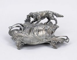 Art Nouveau desk top, c. 1900, metal with residual silver plating. Organically curved form with