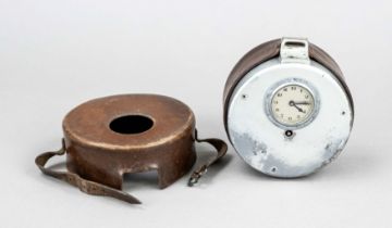 night watchman's control clock, around 1950, with print on paper tape, lockable clock case in