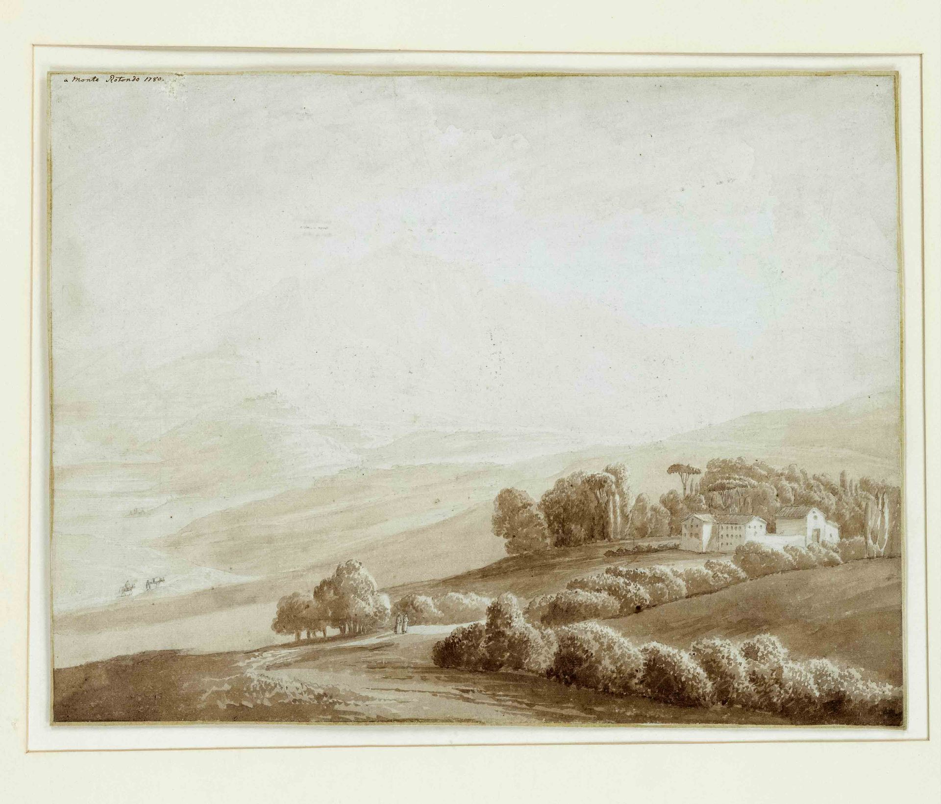 Jacob Philipp Hackert (1737-1807) (attrib.), ''A monte Rotondo 1780'', Landscape around the mountain