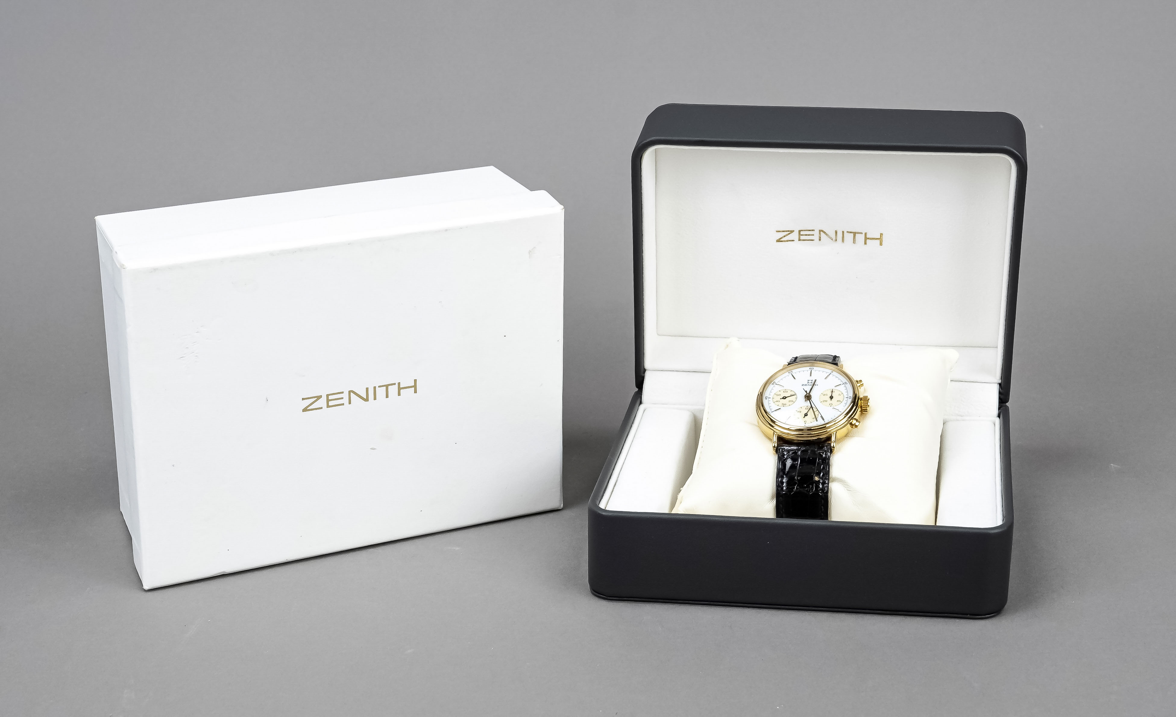 Zenith, chronograph, manual winding, Ref. 27.0140.203, circa 1990, gold-plated case with 40ym, white - Image 3 of 3