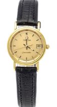Omega Seamaster ladies quartz watch, 750/000 GG, Ref. 596.774, circa 1985, movement Cal. 1426