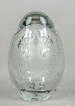 Paperweight, Russia, early 20th century, egg-shaped, clear glass with cut decoration, double