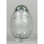 Paperweight, Russia, early 20th century, egg-shaped, clear glass with cut decoration, double