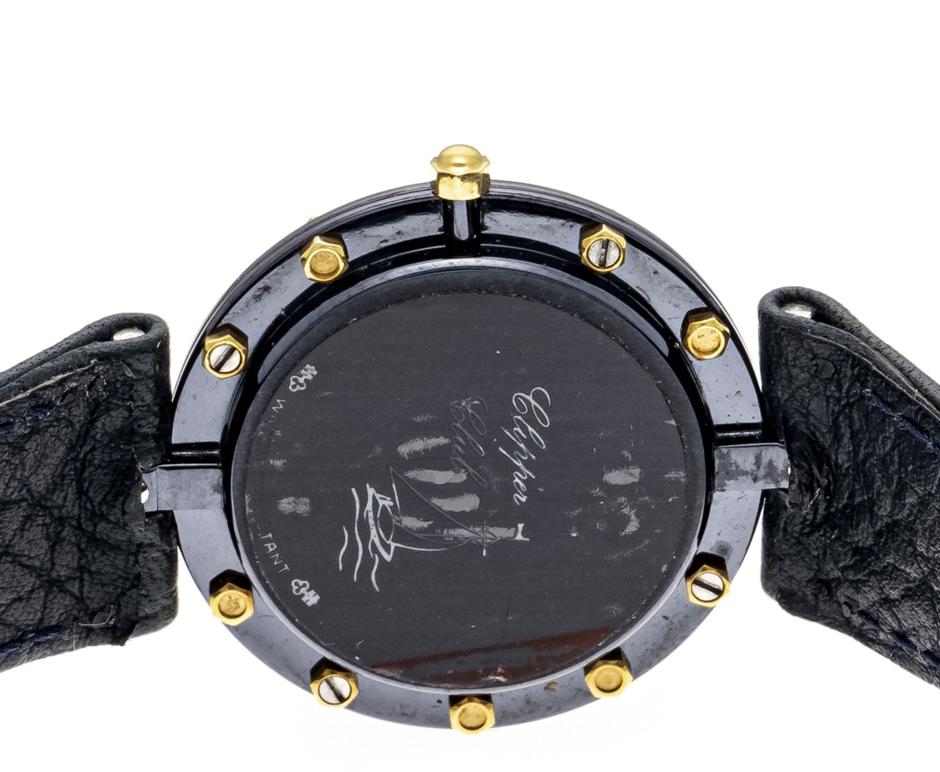 Corum Clipper Club, ladies quartz watch, Swiss ladies watch 80s, steel black ionized/ GG, black dial - Image 2 of 2