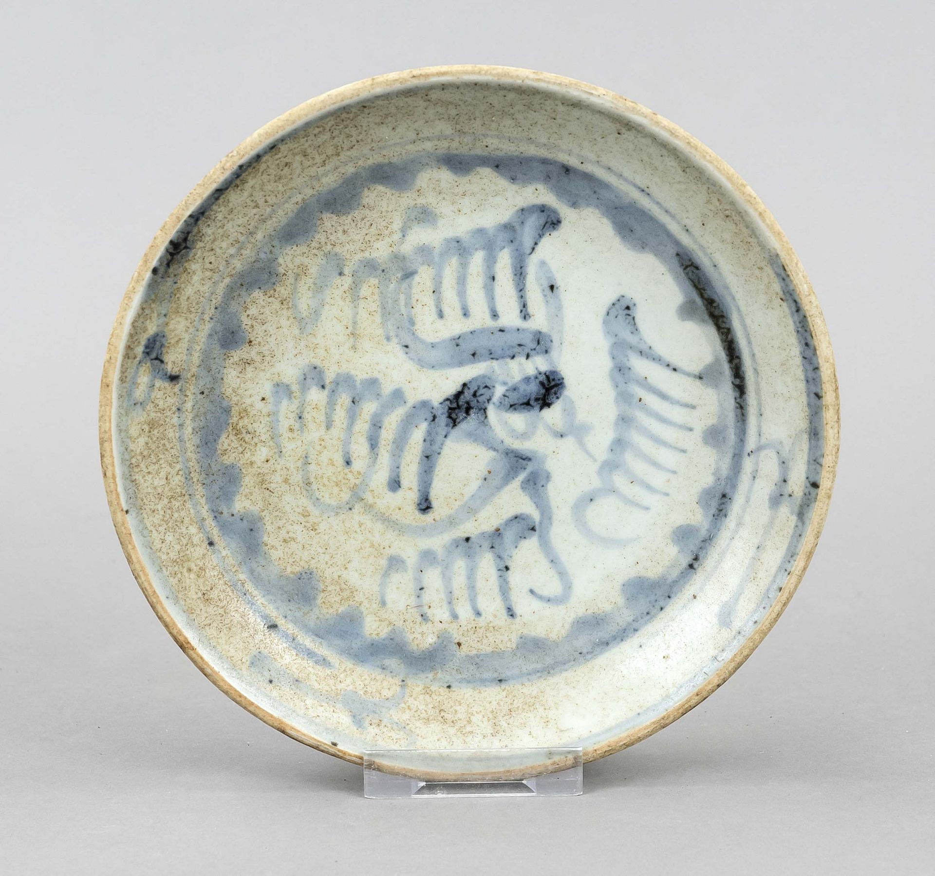 Phoenix plate, Qing dynasty (1644-1911), 17th/18th century, porcelain with cobalt blue underglaze