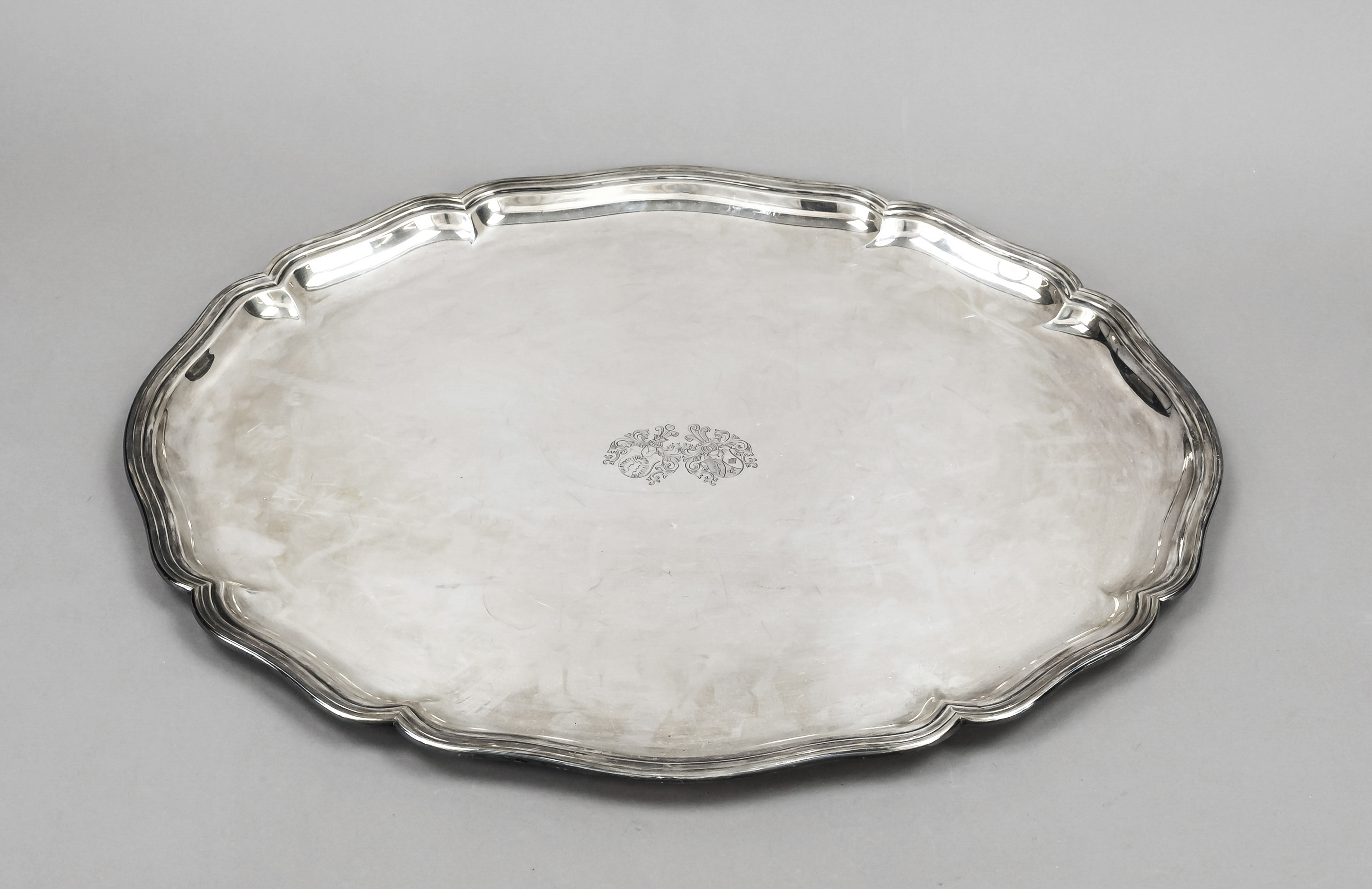 Oval tray, German, 20th century, maker's mark M. H. Wilkens & Söhne, Bremen-Hemelingen, sterling