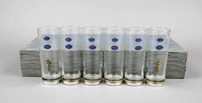 Six long drink glasses with silver mounting, Italy, 20th century, sterling silver 925/000, smooth