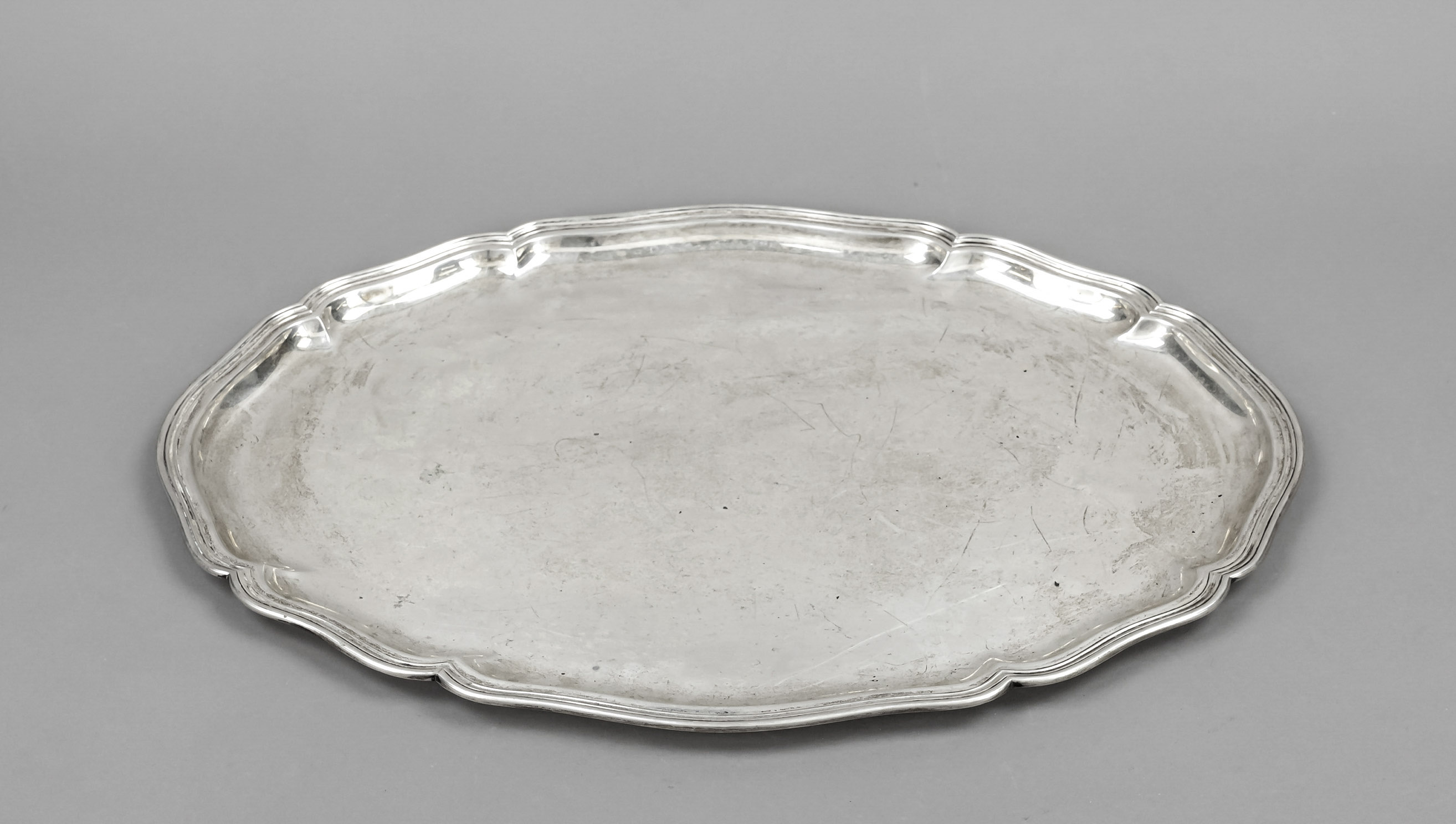 Oval tray, German, 20th century, maker's mark M. H. Wilkens & Söhne, Bremen-Hemelingen, silver 830/