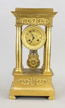 Empire gilded yellow cast iron portal clock, 2nd half 19th century, the base with floral tendril