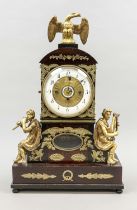 Viennese clock, 1st half 19th century, hand-carved gilt figures and the crowning eagle, rich gilt