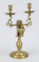 Amsterdam candlestick, 19th century, bronze. Round, profiled foot, shaft as a pedestal with