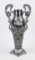 Art Nouveau vase, around 1900, silver-plated. Open-worked and organically designed base on 4 feet,