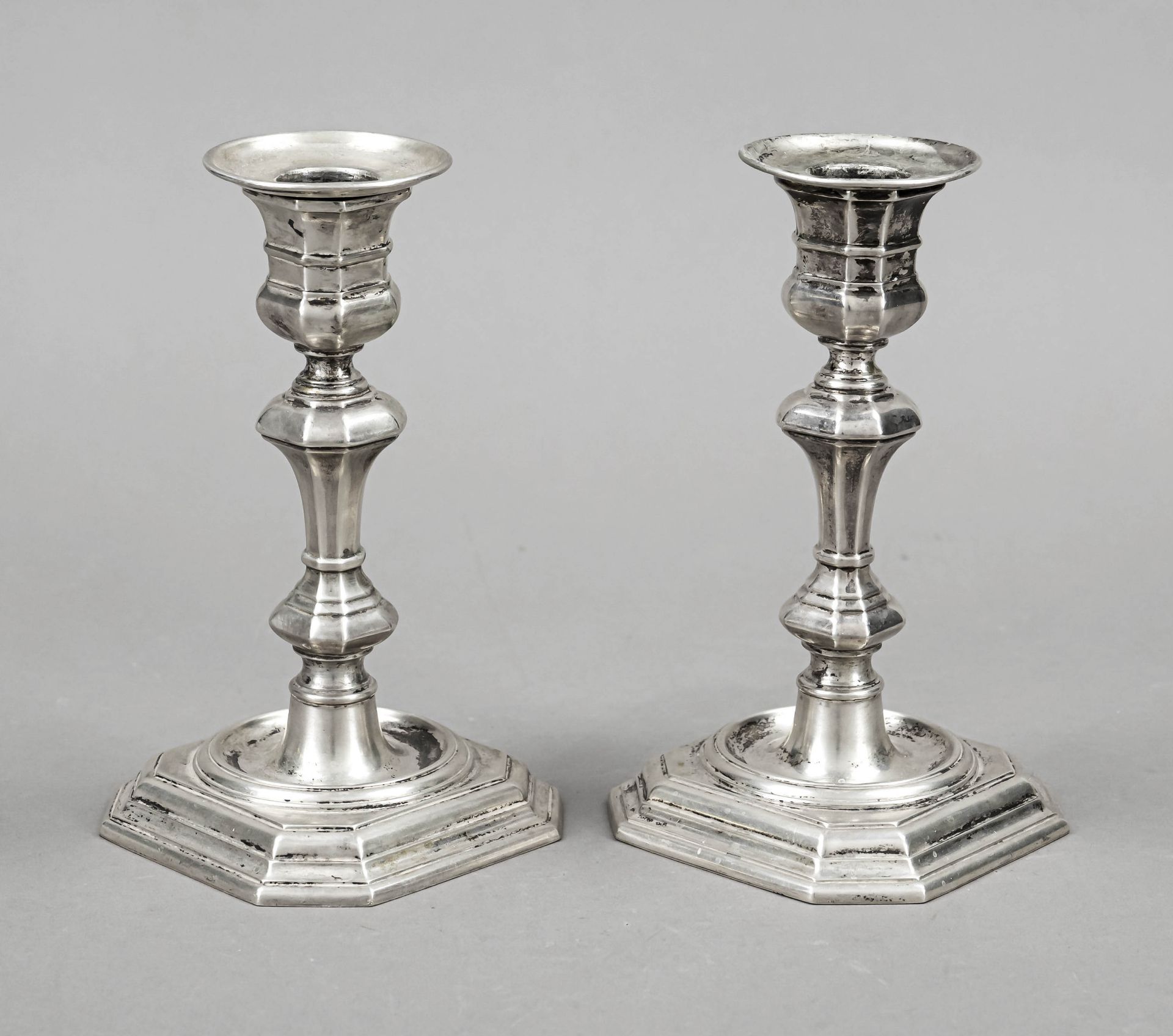 Pair of candlesticks, Italy, early 20th century, maker's mark Ricci & C. S.p.A., Alessandria, silver